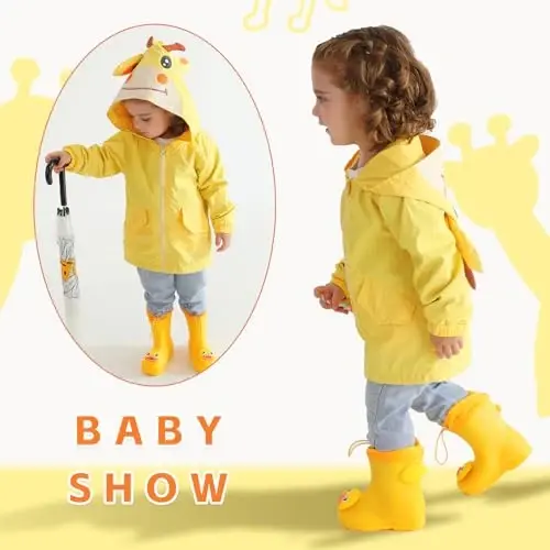 YOUNGER TREE Toddler Baby Boy Girl Duck Raincoat Cute Cartoon Hoodie Zipper Coat Outfit - 3