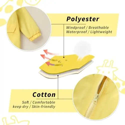 YOUNGER TREE Toddler Baby Boy Girl Duck Raincoat Cute Cartoon Hoodie Zipper Coat Outfit - 5