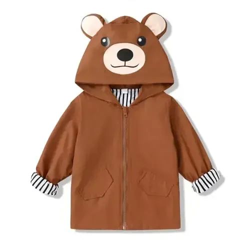 YOUNGER TREE Toddler Baby Boy Girl Duck Raincoat Cute Cartoon Hoodie Zipper Coat Outfit - YOUNGER