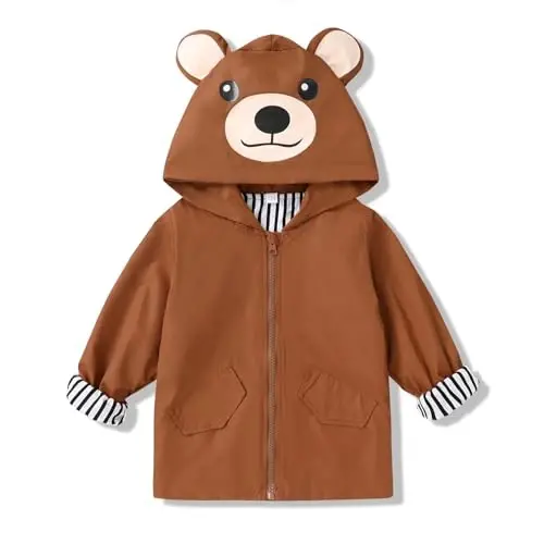 YOUNGER TREE Toddler Baby Boy Girl Duck Raincoat Cute Cartoon Hoodie Zipper Coat Outfit - 1