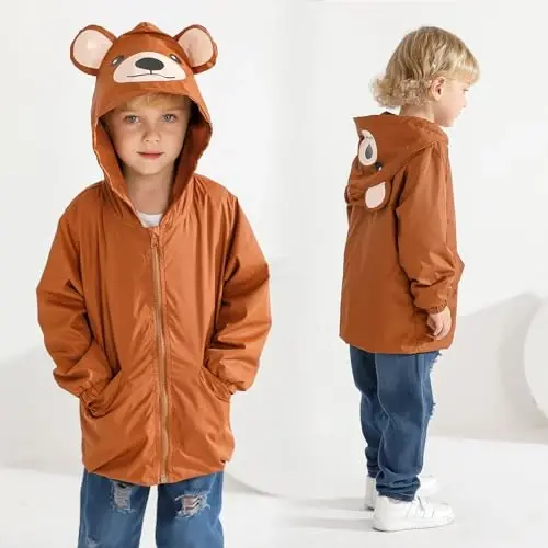 YOUNGER TREE Toddler Baby Boy Girl Duck Raincoat Cute Cartoon Hoodie Zipper Coat Outfit - 2