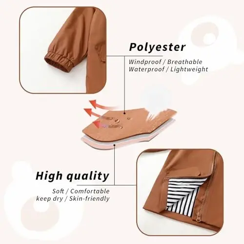 YOUNGER TREE Toddler Baby Boy Girl Duck Raincoat Cute Cartoon Hoodie Zipper Coat Outfit - 5