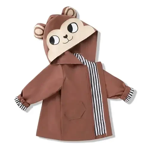 YOUNGER TREE Toddler Baby Boy Girl Duck Raincoat Cute Cartoon Hoodie Zipper Coat Outfit - 1