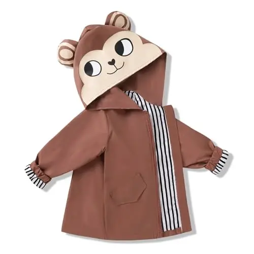 YOUNGER TREE Toddler Baby Boy Girl Duck Raincoat Cute Cartoon Hoodie Zipper Coat Outfit - 1