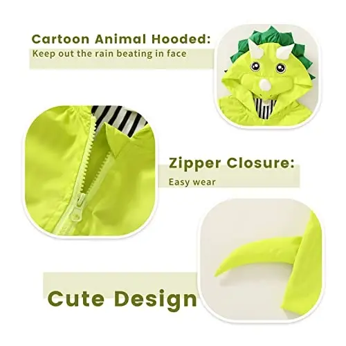 YOUNGER TREE Toddler Baby Boy Girl Duck Raincoat Cute Cartoon Hoodie Zipper Coat Outfit - 4