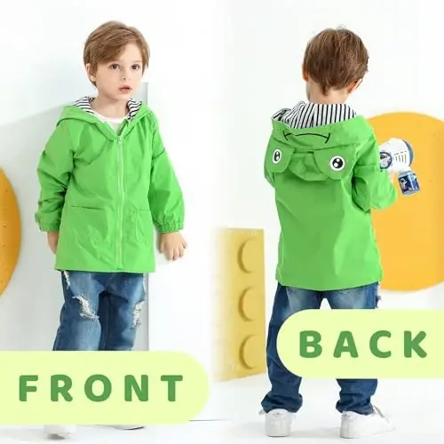 YOUNGER TREE Toddler Baby Boy Girl Duck Raincoat Cute Cartoon Hoodie Zipper Coat Outfit - 3