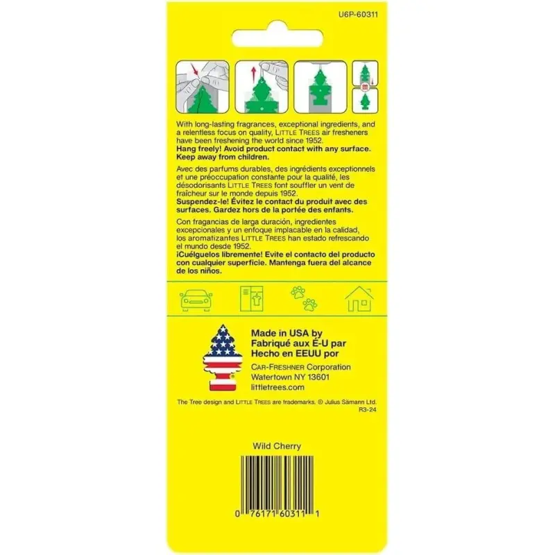 LITTLE TREES Car Air Freshener | Hanging Paper Tree for Home or Car | Wild Cherry | Pack of 6 - 3