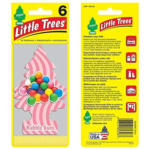 Little Trees Cardboard Hanging Car, Home & Office Air Freshener, Bubble Gum (Pack of 12) - 2