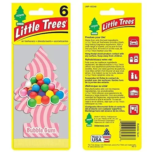 Little Trees Cardboard Hanging Car, Home & Office Air Freshener, Bubble Gum (Pack of 12) - LITTLE TREES (1)