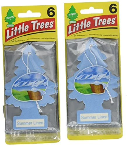 Little Trees Cardboard Hanging Car, Home & Office Air Freshener, Summer Linen (Pack of 12) - MODAZONE