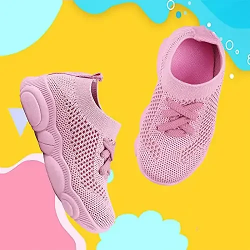 Toddler Baby Girls Boys Tennis White Walking Barefoot Slip on Shoes 18-24 Months Size 5 Wide Toe Box Summer Soft Sole Flexible Dinosaur Cheer Shoes Breathable Outdoor Soccer Rubber Sneakers - 4