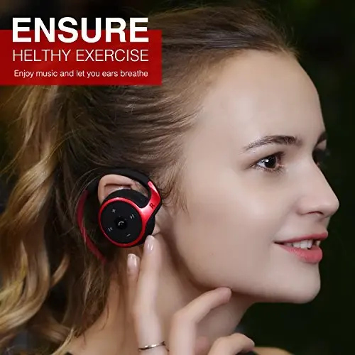 Small Bluetooth Headphones Wrap Around Head - Sports Wireless Headset with Built in Microphone and Crystal-Clear Sound, Foldable and Carried in The Purse, and 12-Hour Battery Life, Red - 2