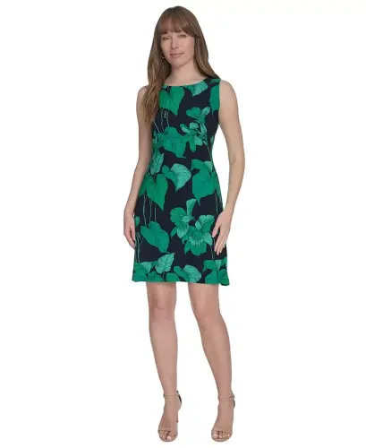 Petite Botanical-Print Shift Dress - Sky Captain Multi - 1