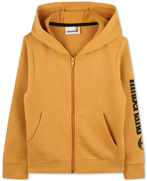 Küçük Çocuk Erkek Logolu Süet Kapüşonlu Hoodie Okyanus Mavisi - 1