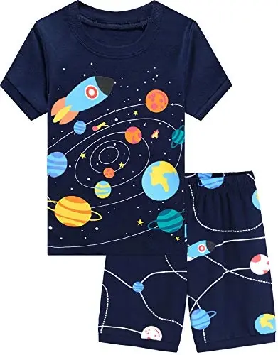 Toddler Boys Pajamas Short Sets Fire Truck Cotton 2 Piece Pjs Excavator Sleepwear Summer Clothes Kids Jammies Set Size 1-7T 
