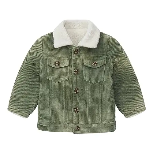 Morubut Toddler Boy Winter Thick Corduroy Coat Baby Boys Sherpa Lined Jacket Outwear - 3