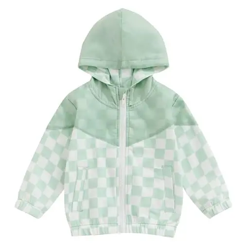 TheFound Toddler Girls Boys Hoodies Jacket Checkerboard Zip-Up Hooded Long Sleeve Coat Fall Winter Kid Baby Clothes Outerwear 