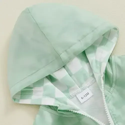 TheFound Toddler Girls Boys Hoodies Jacket Checkerboard Zip-Up Hooded Long Sleeve Coat Fall Winter Kid Baby Clothes Outerwear - 5