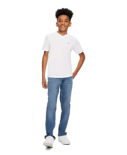 Toddler and Little Boys Embroidered Logo V-Neck Tee - TOMMY HILFIGER (1)