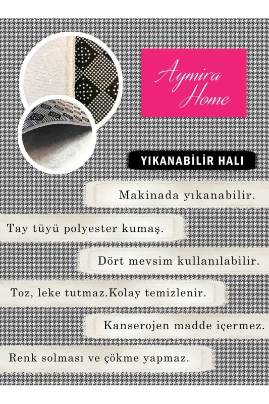 Dekoratif Dijital Baskılı Siyah Kaymaz Taban Eğitici Küçük Çocuk Seccade Namazlık 60 x 100 - Pembe - 7