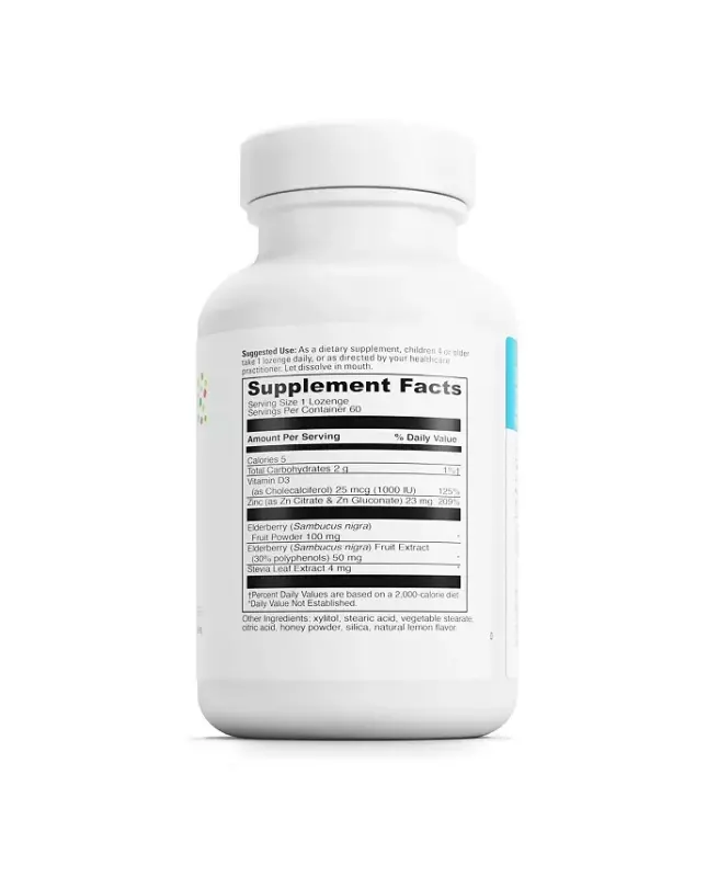 Little DaVinci Immuni-z + Elderberry - Kids Zinc Lozenge to Support Immune Health, Healthy Lungs and Throat Tissue - With Vitamin D3, Zinc, Elderberry and More - Lemon Flavor - No Color - 2