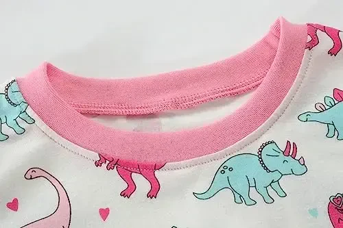 Little Hand Girls Pajamas Dinosaur Cotton Unicorn Pjs Jammies Fall Winter Long Sleeve Kids Sleepwear Sets for Size 2-7T - 5