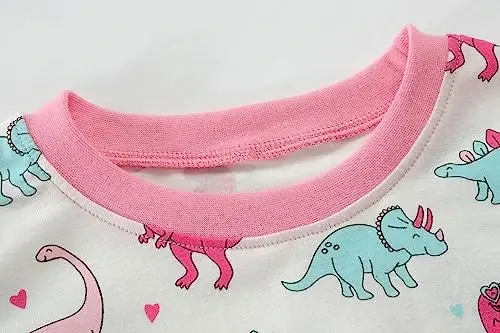 Little Hand Girls Pajamas Dinosaur Cotton Unicorn Pjs Jammies Fall Winter Long Sleeve Kids Sleepwear Sets for Size 2-7T - 5