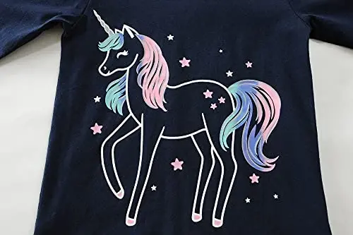 Küçük El Kız Çocuk Pijama Dinozor Pamuk Unicorn Pjs Jammies Sonbahar Kış Uzun Kollu Çocuk Uyku Giyim Setleri Boyut 2-7T için - 2