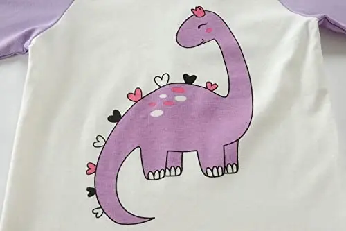 Little Hand Girls Pajamas Dinosaur Cotton Unicorn Pjs Jammies Fall Winter Long Sleeve Kids Sleepwear Sets for Size 2-7T - 3