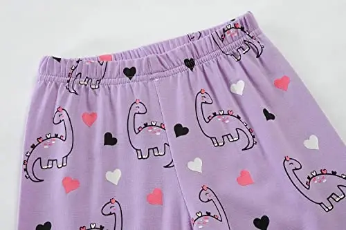 Little Hand Girls Pajamas Dinosaur Cotton Unicorn Pjs Jammies Fall Winter Long Sleeve Kids Sleepwear Sets for Size 2-7T - 4