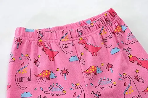 Little Hand Girls Pajamas Dinosaur Cotton Unicorn Pjs Jammies Fall Winter Long Sleeve Kids Sleepwear Sets for Size 2-7T - 7
