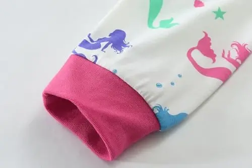 Küçük El Kız Çocuk Pijamaları Dinozor Pamuk Unicorn Pjs Jammies Sonbahar Kış Uzun Kollu Çocuk Uyku Giyim Setleri Boyut 2-7T - 7