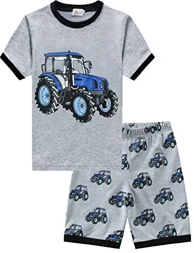 Little Boys Pajamas 100% Cotton Fire Truck Sleepwear Baby Boy 4 Pcs Summer Pjs Kids Short Sets Toddler Jammies Clothes - 3