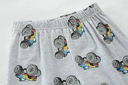 Toddler Boys Pajamas Short Sets Fire Truck Cotton 2 Piece Pjs Excavator Sleepwear Summer Clothes Kids Jammies Set Size 1-7T - 5