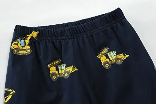 Toddler Boys Pajamas Short Sets Fire Truck Cotton 2 Piece Pjs Excavator Sleepwear Summer Clothes Kids Jammies Set Size 1-7T - 5