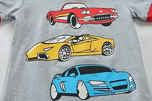 Little Boys Pajamas 100% Cotton Fire Truck Sleepwear Baby Boy 4 Pcs Summer Pjs Kids Short Sets Toddler Jammies Clothes - 6