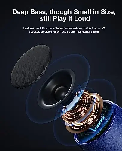 Small Speaker, Bluetooth Speaker with 360°HD Stereo Sound and Robust Bass, Mini Speakers with Hands-Free Call, IP67 Waterproof, Portable Speakers for Shower, Room, Car, Trip, Ideal Gift for Men, Women - 2