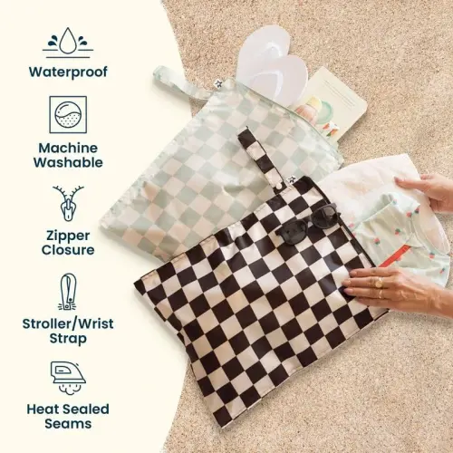 Tiny Twinkle Wet Dry Bag – 2 Pack Reusable Waterproof & Mess Proof Wet Bags for Swimsuits & Travel, Baby Towels & Beach Essentials,a Diaper Bag Must-Have(Rose, Burgundy) - 6