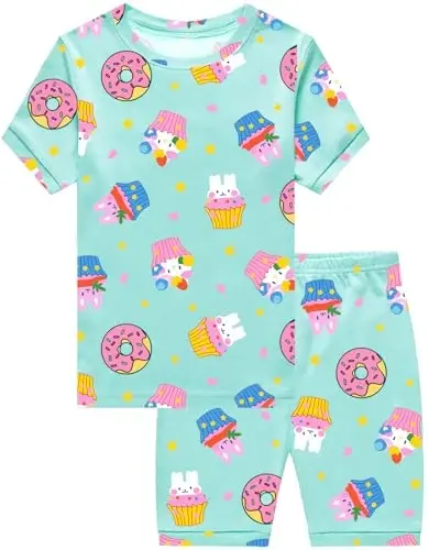 CM-Kid Little Girls Pajamas Short Sleeve 100% Cotton Toddler Pjs Mermaid Sleepwear Unicorn Pajama Summer Clothes Sets 1-7T - CM-KID