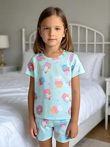 Little Girls Pajamas Short Sleeve 100% Cotton Toddler Pjs Mermaid Sleepwear Unicorn Pajama Summer Clothes Sets 1-7T - Little (1)