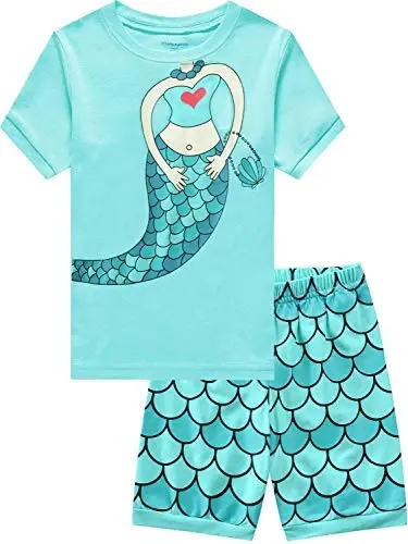 Little Girls Pajamas Short Sleeve 100% Cotton Toddler Pjs Mermaid Sleepwear Unicorn Pajama Summer Clothes Sets 1-7T - 1