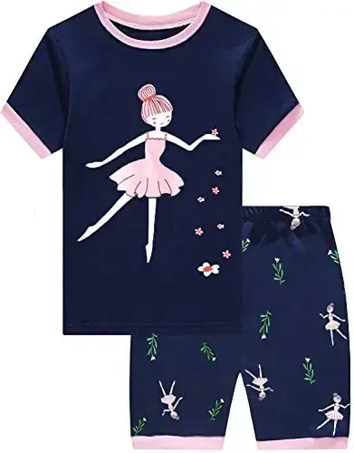 Little Girls Pajamas Short Sleeve 100% Cotton Toddler Pjs Mermaid Sleepwear Unicorn Pajama Summer Clothes Sets 1-7T 