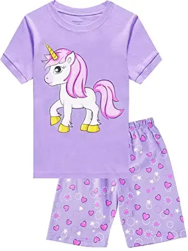 Little Girls Pajamas Short Sleeve 100% Cotton Toddler Pjs Mermaid Sleepwear Unicorn Pajama Summer Clothes Sets 1-7T 