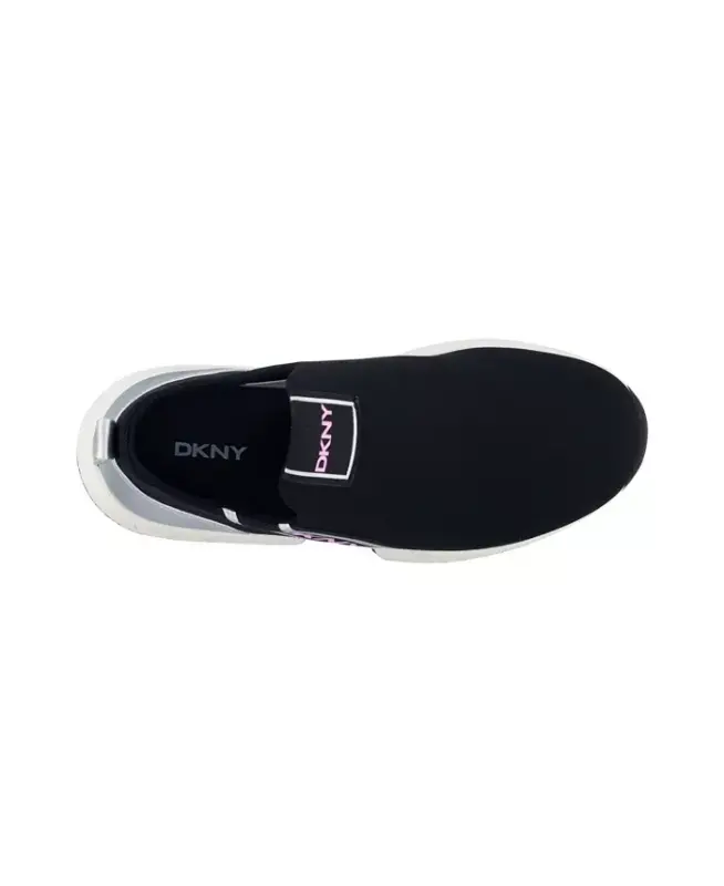Toddler Girls Maddie Stripe Slip-On Padded Sneakers - Black, Pink - 4
