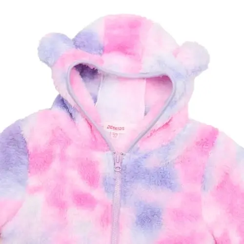 Toddler Girls Boys Fleece Hoody Jacket Zip Up Teddy Coat Warm Winter Outwear - 3
