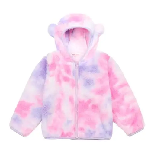 Toddler Girls Boys Fleece Hoody Jacket Zip Up Teddy Coat Warm Winter Outwear - 1