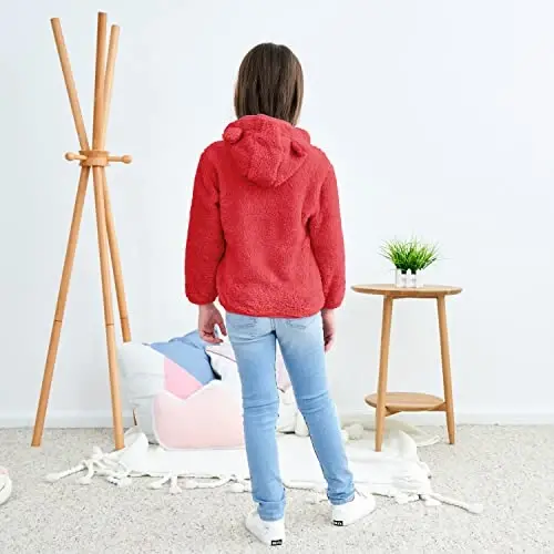 Toddler Girls Boys Fleece Hoody Jacket Zip Up Teddy Coat Warm Winter Outwear - 3