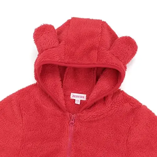 Toddler Girls Boys Fleece Hoody Jacket Zip Up Teddy Coat Warm Winter Outwear - 4