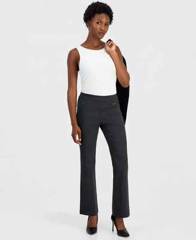 Petite Mid-Rise Bootcut Pants, Petite & Petite Short, Created for Modazone - Dark Heather - 1