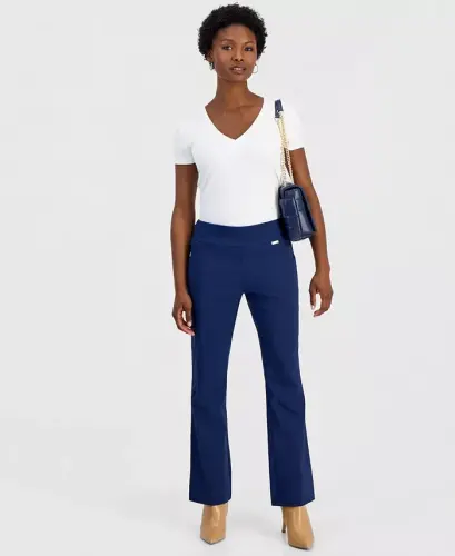 Petite Mid-Rise Bootcut Pants, Petite & Petite Short, Created for Modazone-Indigo Sea 